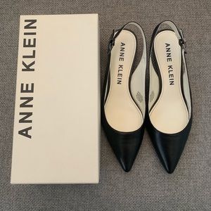 Anne Klein Expert black kitten heel sling backs